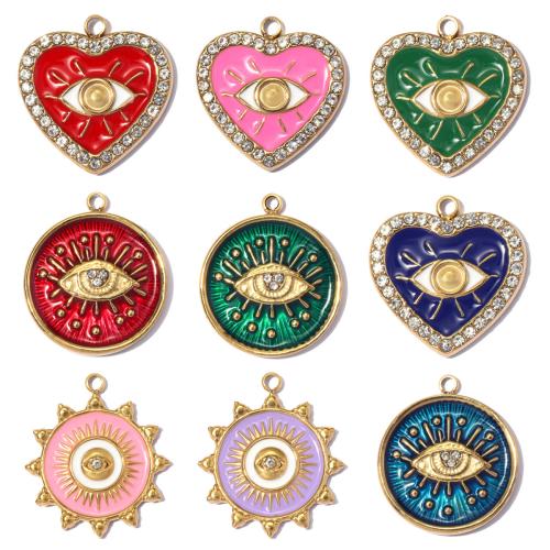 Stainless Steel Pendants, 304 Stainless Steel, plated, DIY & different styles for choice & enamel & with rhinestone, 3PCs/Bag, Sold By Bag