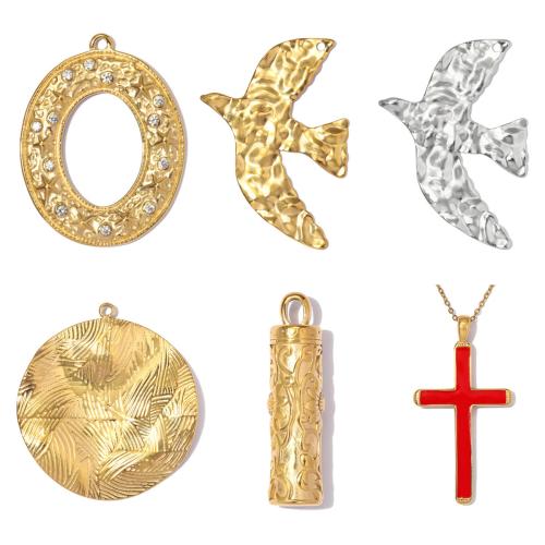 Stainless Steel Pendants, 304 Stainless Steel, plated, DIY & different styles for choice & enamel & with rhinestone, 3PCs/Bag, Sold By Bag