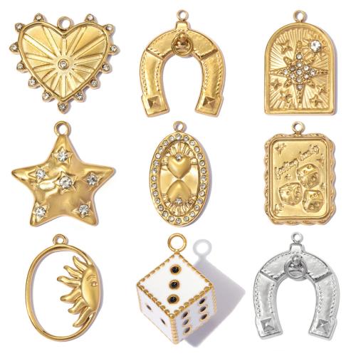 Stainless Steel Pendants, 304 Stainless Steel, plated, DIY & different styles for choice & enamel & with rhinestone, 3PCs/Bag, Sold By Bag