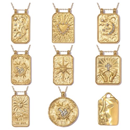 Stainless Steel Pendants, 304 Stainless Steel, gold color plated, DIY & different styles for choice & with rhinestone, 3PCs/Bag, Sold By Bag