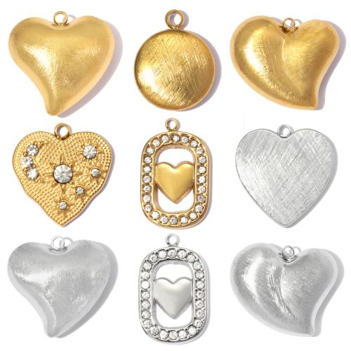 Pendientes Corazón de acero inoxidable, acero inoxidable 304, chapado, Bricolaje & diferentes estilos para la opción & con diamantes de imitación, 3PCs/Bolsa, Vendido por Bolsa