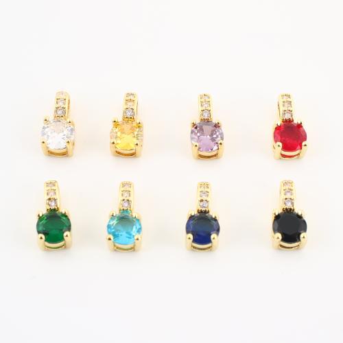 Cubic Zirconia Micro Pave Brass Pendant, gold color plated, DIY & micro pave cubic zirconia, more colors for choice, 12x6x5mm, Sold By PC