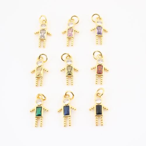 Cubic Zirconia Micro Pave Brass Pendant, gold color plated, DIY & micro pave cubic zirconia, more colors for choice, 20x10x2mm, Sold By PC