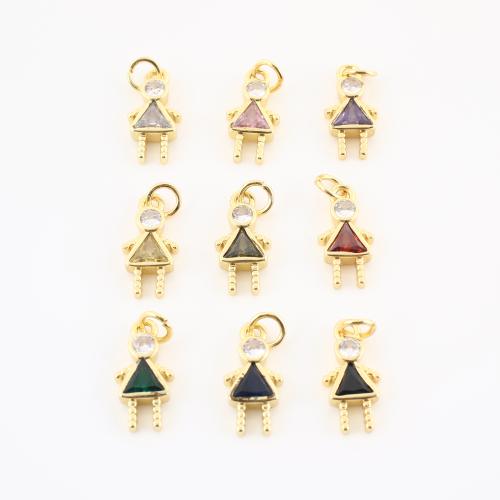 Cubic Zirconia Micro Pave Brass Pendant, gold color plated, DIY & micro pave cubic zirconia, more colors for choice, 18x8x3mm, Sold By PC
