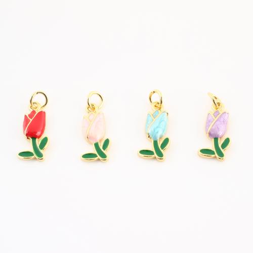 Brass Jewelry Pendants, Flower, gold color plated, DIY & enamel, more colors for choice, 21x8x3mm, Sold By PC