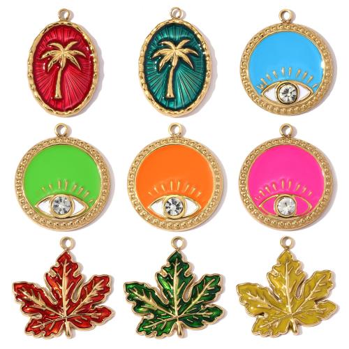 Edelstahl Schmuck Anhänger, 304 Edelstahl, plattiert, DIY & verschiedenen Materialien für die Wahl & verschiedene Stile für Wahl & Emaille & mit Strass, keine, 3PCs/Tasche, verkauft von Tasche