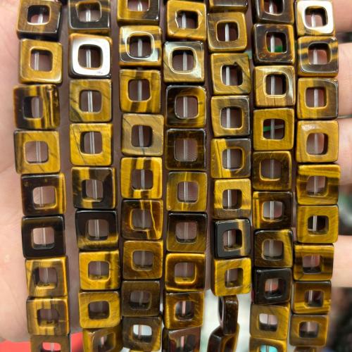 Gemstone Jewelry Beads, Square, polished, DIY & different materials for choice & hollow, 10x10mm, Approx 20PCs/Strand, Sold By Strand