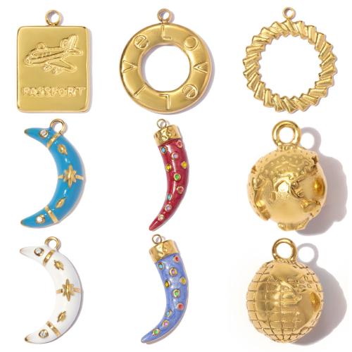Stainless Steel Pendants, 304 Stainless Steel, plated, DIY & different styles for choice & enamel & with rhinestone, 3PCs/Bag, Sold By Bag