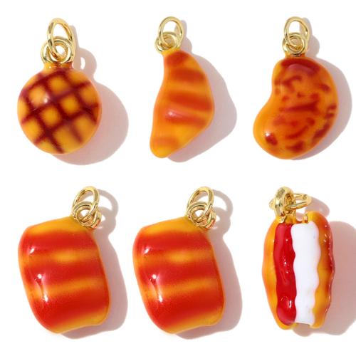 Stainless Steel Pendants, Brass, Bread, gold color plated, DIY & different styles for choice & enamel, 3PCs/Bag, Sold By Bag