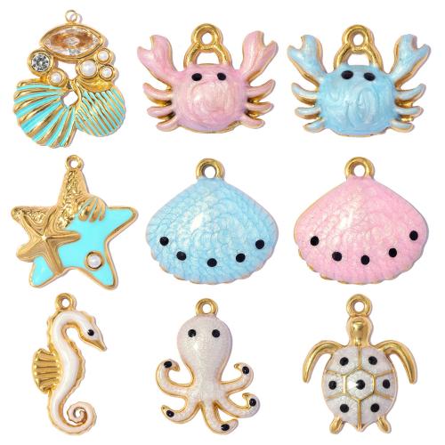 Stainless Steel Animal Pendants, 304 Stainless Steel, with ABS Plastic Pearl, plated, DIY & different styles for choice & enamel & with rhinestone, 3PCs/Bag, Sold By Bag