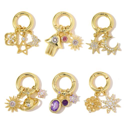 Stainless Steel Pendants, Brass, gold color plated, DIY & different styles for choice & micro pave cubic zirconia, 3PCs/Bag, Sold By Bag