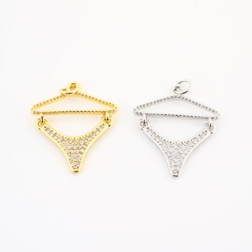 Cubic Zirconia Micro Pave Brass Pendant, plated, DIY & micro pave cubic zirconia, more colors for choice, 28x21x2mm, Sold By PC