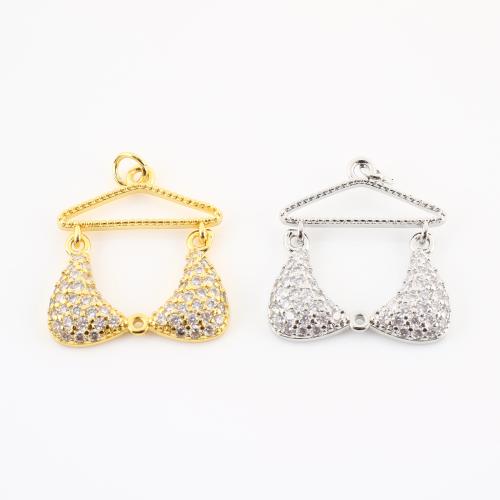 Cubic Zirconia Micro Pave Brass Pendant, plated, DIY & micro pave cubic zirconia, more colors for choice, 27x23x4mm, Sold By PC