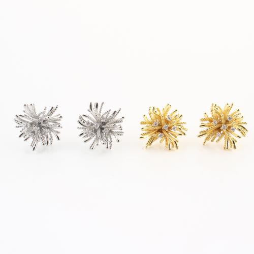 laiton boucle d oreille dormeuse, Placage, bijoux de mode & pavé de micro zircon & pour femme, plus de couleurs à choisir, 20x20x22mm, Vendu par paire