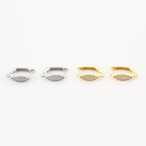Brass Earring Drop Component, plated, DIY & micro pave cubic zirconia & for woman, more colors for choice, 19x5x13mm, Sold By Pair