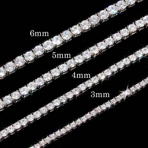 Brass Necklace, plated, Unisex & different size for choice & micro pave cubic zirconia, more colors for choice, Sold By PC