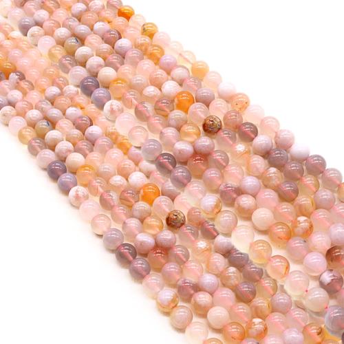 Agate Beads, Cherry Blossom Agate, Round, DIY & different size for choice, Sold Per Approx 38 cm Strand