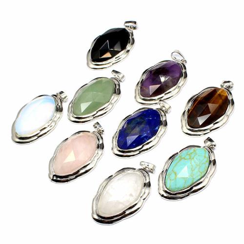 Gemstone Pendants Jewelry, with Tibetan Style, plated, DIY & different materials for choice & faceted, 26x42mm, Sold By PC