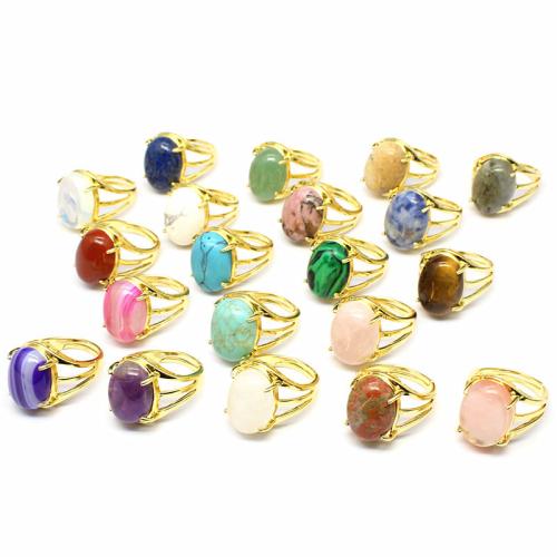 Gemstone Cuff Finger Ring, with Tibetan Style, Oval, different materials for choice & Unisex, gemstone size 13x18mm, Sold By PC