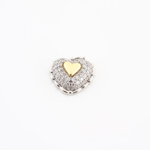 Cubic Zirconia Micro Pave Brass Pendant, Heart, plated, DIY & micro pave cubic zirconia, 20x18x7mm, Sold By PC