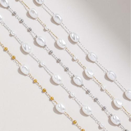 Decorative Beaded Chain, 304 Stainless Steel, with Plastic Pearl, plated, DIY & different styles for choice, Sold By m