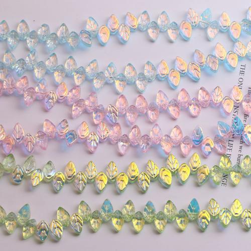 Fashion Glass Beads, Leaf, plated, DIY, more colors for choice, 6x9mm, Approx 100PCs/Strand, Sold By Strand