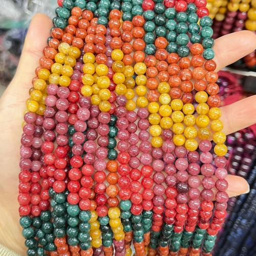 Natural Chalcedony Bead, Round, polished, DIY & different size for choice, multi-colored, Sold By Strand