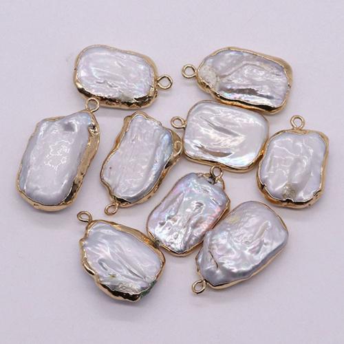 Freshwater Pearl Pendants, Rectangle, gold color plated, DIY, pendant size 15-30mm, Sold By PC