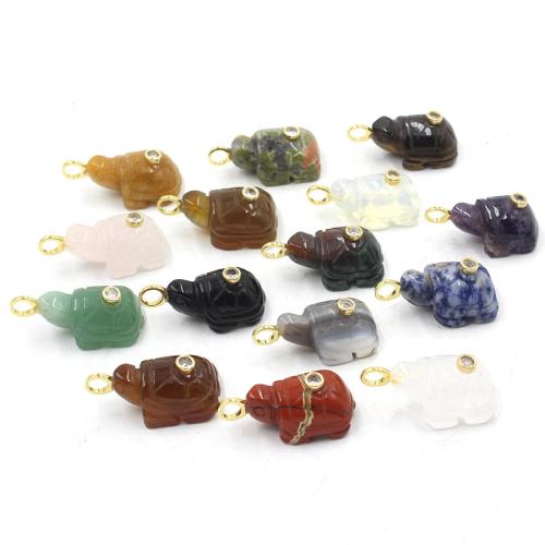 Gemstone Pendants Jewelry, Turtle, polished, DIY & different materials for choice & with rhinestone, 26x18x14mm, Sold By PC