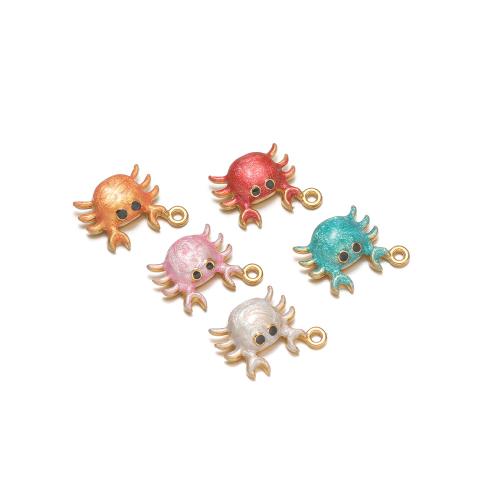 Stainless Steel Animal Pendants, 304 Stainless Steel, Crab, gold color plated, DIY & enamel, more colors for choice, 16x13mm, 10PCs/Bag, Sold By Bag
