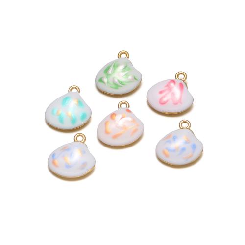 Stainless Steel Animal Pendants, 304 Stainless Steel, Shell, gold color plated, DIY & enamel, more colors for choice, 14x13.50mm, 10PCs/Bag, Sold By Bag
