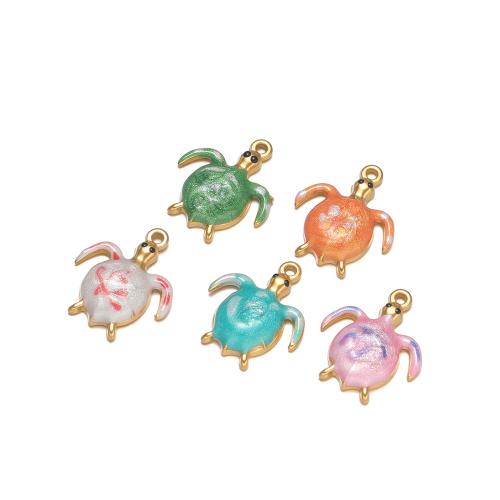 Stainless Steel Animal Pendants, 304 Stainless Steel, Turtle, gold color plated, DIY & enamel, more colors for choice, 14x11mm, 10PCs/Bag, Sold By Bag