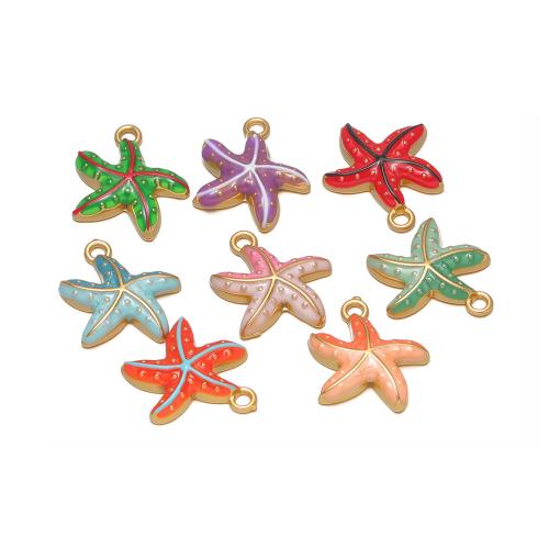 Stainless Steel Animal Pendants, 304 Stainless Steel, Starfish, gold color plated, DIY & enamel, more colors for choice, 19x16mm, 10PCs/Bag, Sold By Bag