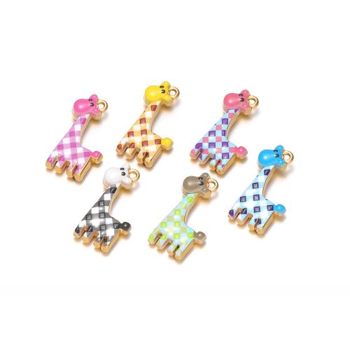 Stainless Steel Animal Pendants, 304 Stainless Steel, Giraffe, gold color plated, DIY & enamel, more colors for choice, 20x12mm, 10PCs/Bag, Sold By Bag