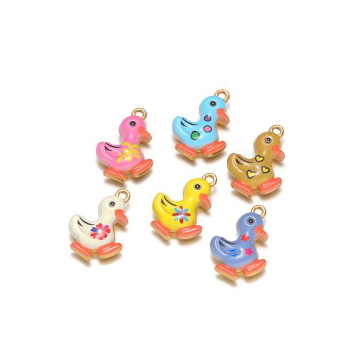 Stainless Steel Animal Pendants, 304 Stainless Steel, Duck, gold color plated, DIY & enamel, more colors for choice, 16x11.50mm, 10PCs/Lot, Sold By Lot