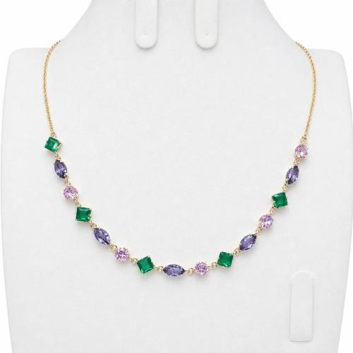 Tibetan Style Necklace, Geometrical Pattern, plated, for woman & with rhinestone, more colors for choice, Length:Approx 45 cm, Sold By PC