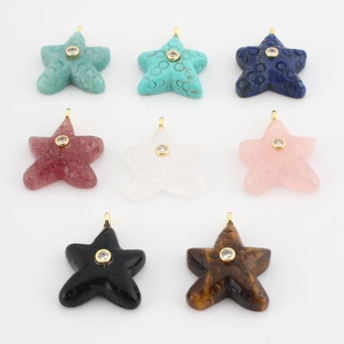 Gemstone Pendants Jewelry, Starfish, DIY & with rhinestone, more colors for choice, 23x22x9mm, Sold By PC