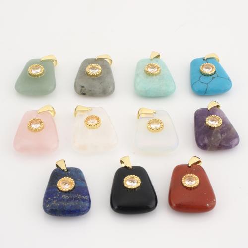 Gemstone Pendants Jewelry, Trapezium, DIY & with rhinestone, more colors for choice, 25x17x8mm, Sold By PC