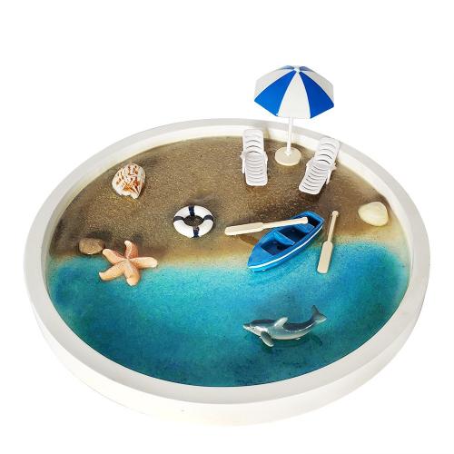 Resin Zen Sandbox Ornament, ocean design & DIY, 240mm, Sold By PC