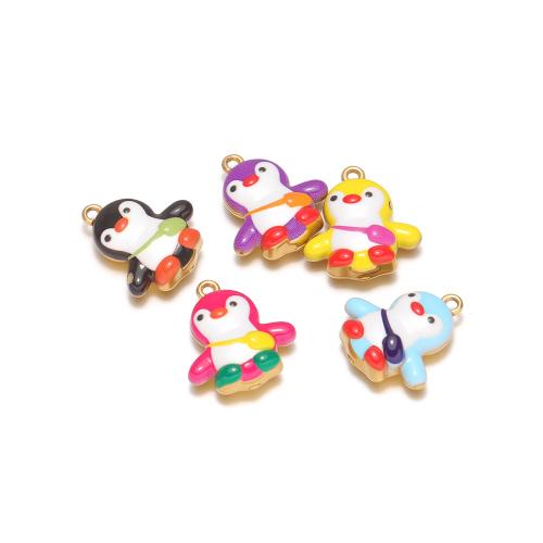 Stainless Steel Animal Pendants, 304 Stainless Steel, Penguin, gold color plated, DIY & enamel, more colors for choice, 16x15mm, 10PCs/Bag, Sold By Bag