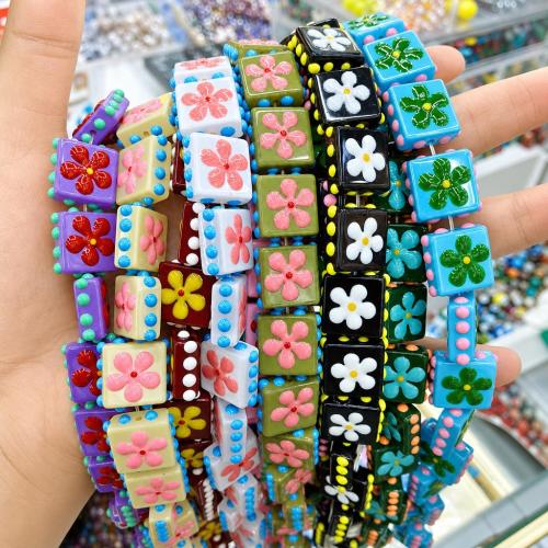 Lampwork Beads, DIY & with flower pattern, more colors for choice, beads size 16-17mm, Approx 20PCs/Strand, Sold By Strand