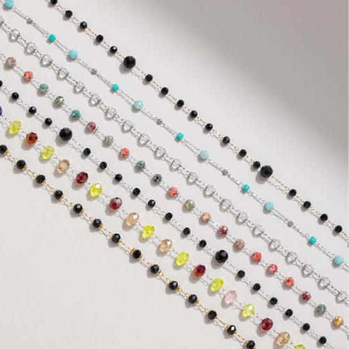 Decorative Beaded Chain, 304 Stainless Steel, with Crystal, plated, DIY & different styles for choice, Sold By m