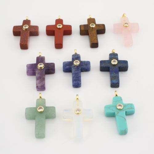 Edelstein Anhänger Schmuck, Kreuz, DIY & mit Strass, keine, 30x18x7mm, verkauft von PC