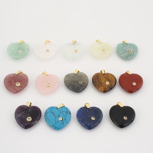 Gemstone Pendants Jewelry, Heart, DIY & with rhinestone, more colors for choice, 26x23x7mm, Sold By PC
