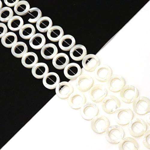 Natürliche See Muschelperlen, Kreisring, DIY, 15mm, Innendurchmesser:ca. 8mm, verkauft per ca. 38 cm Strang