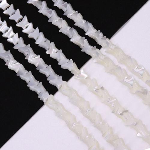 Natural Seashell Beads, Trochus Shell, Butterfly, DIY, white, 8x10mm, Sold Per Approx 38 cm Strand