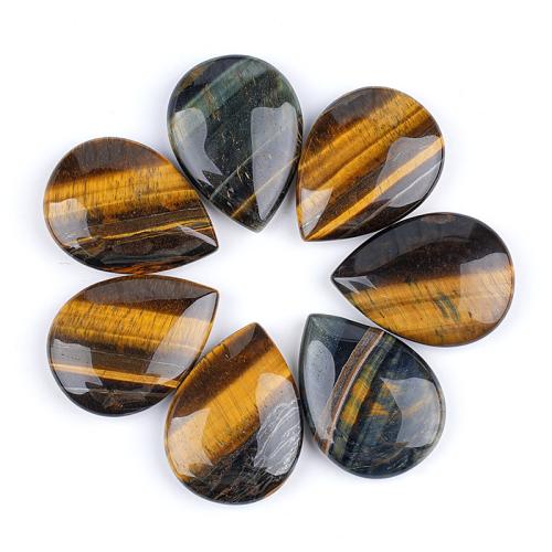 Fashion Decoration, Tiger Eye, Teardrop, polished, DIY & no hole, Random Color, 30x40x10mm, Sold By PC