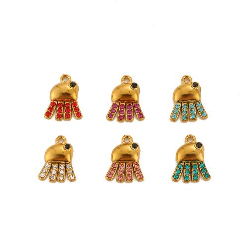 Stainless Steel Animal Pendants, 304 Stainless Steel, gold color plated, DIY & with rhinestone, more colors for choice, 12x16mm, Sold By PC