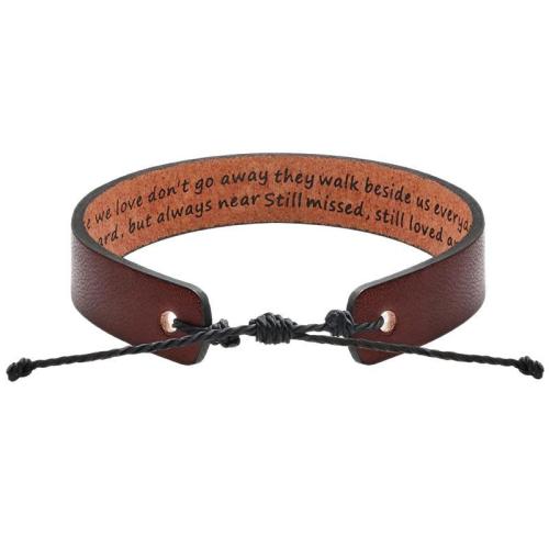 PU Leather Bracelet, with Wax Cord, vintage & Unisex, brown, Length:Approx 7-11 Inch, Sold By PC