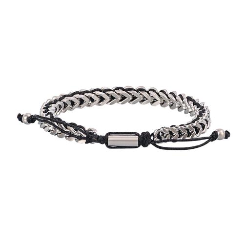 Stahl Armband, mit Terylen Schnur, plattiert, Modeschmuck & unisex, keine, bracelet width 6mm, Innendurchmesser:ca. 60mm, verkauft von PC